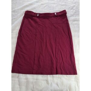 89th + Madison Womens Burgundy Ponte Knit Pencil Skirt Silver Button Accent Sz M